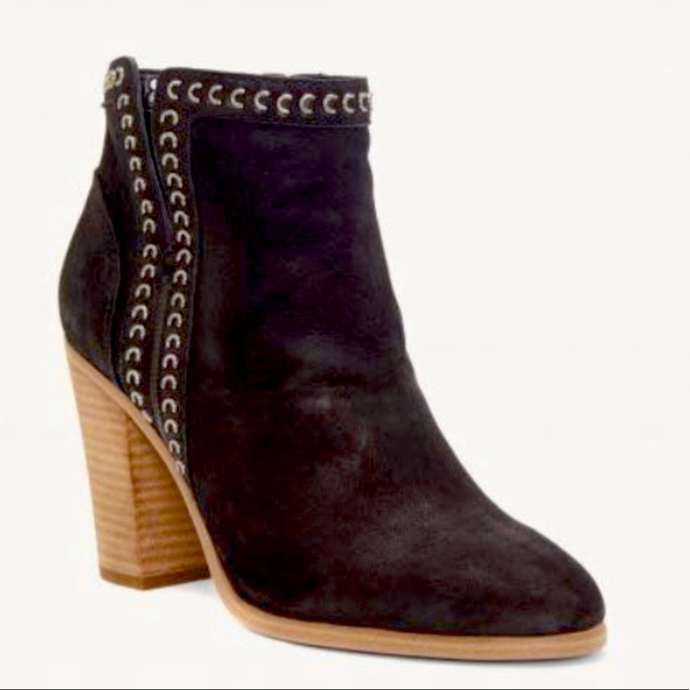 Vince Camuto Black Finchie Leather Chain Bootie